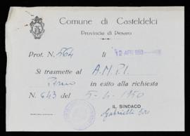 Elenco nominativo dei caduti di Fragheto - 1950
