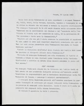 Verbale riunione Federazione Pci - 1959