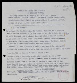 &quot;Comitato di liberazione nazionale di Macerata Feltria&quot; - 1945