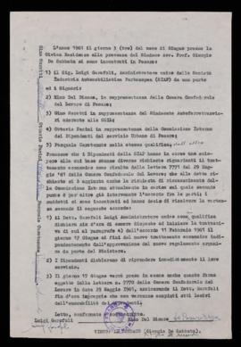 Accordo vertenza SIAP - 1961