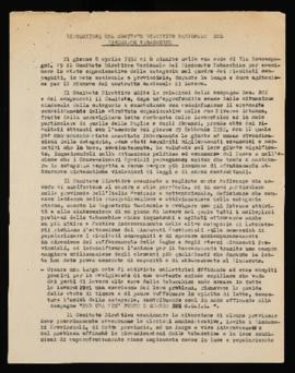 &quot;Risoluzione del Comitato direttivo nazionale del Sindacato tabacchine&quot; - 1952