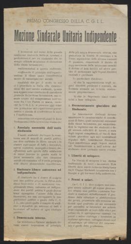 Mozione sindacale unitaria indipendente  - 1947
