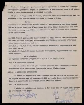Contratto integrativo provinciale per i dipendenti da caffè-bar - 1969