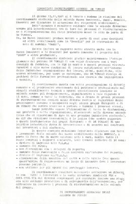 &quot;Comunicato coordinamento aziende De Tomaso&quot; - 1981