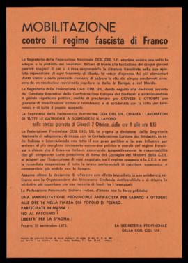 &quot;Mobilitazione contro il regime fascista di Franco&quot; - 1975