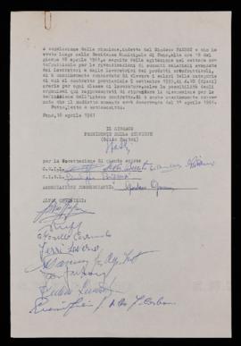 Accordo lavoratori settore ortofrutticolo - 1961