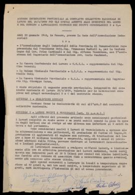 Accordo integrativo operai industrie legno - 1962