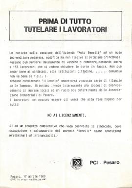 &quot;Prima di tutto tutelare i lavoratori&quot; - 1989