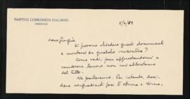 Lettera di Giovanni Berlinguer