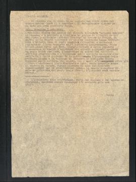 Lettera di Leopold Verbovsek (Poldo) a Giorgio Tornati