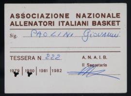 Tessera di iscrizione all’Associazione Nazionale Allenatori Italiani Basket (A.N.A.I.B.)