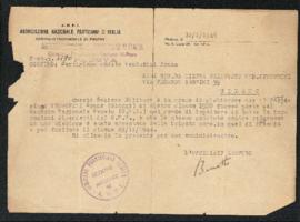 Lettera dell&#039;Associazione nazionale partigiani d&#039;Italia - Comitato provinciale di Padova