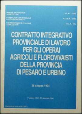 Contratto integrativo provinciale di lavoro per gli operai agricoli e florovivaisti della provincia di Pesaro e Urbino
