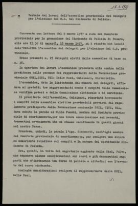 "Verbale dei lavori dell'Assemblea provinciale dei delegati"