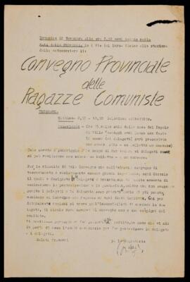 "Convegno provinciale delle ragazze comuniste"