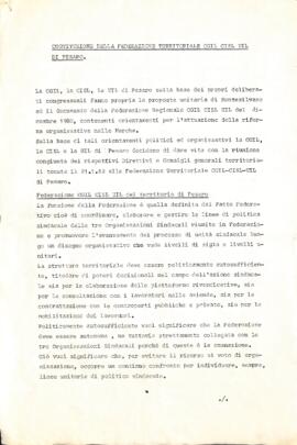 "Costituzione della federazione territoriale Cgil Cisl Uil di Pesaro"