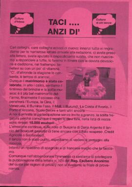 "Taci … anzi dì"