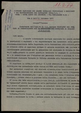 "Convegno nazionale dei quadri sindacali provinciali e regionali e dei rappresentanti dei lavoratori della P.S."