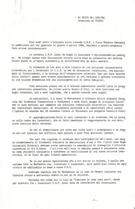 "Al Resto del Carlino Redazione di Pesaro" - 1986