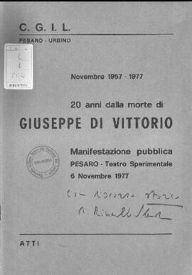 "20 anni dalla morte di Giuseppe Di Vittorio"