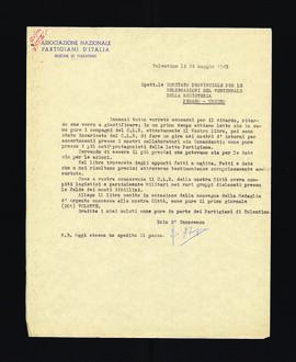 [Lettera di Ezio D'Innocenzo sulla bozza del libro Guerriglia sull'Appennino]