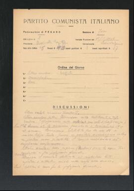 Verbale della riunione del 13 maggio 1946 della Cellula numero 2 Lenin della Sezione di Fano del Partito comunista italiano - PCI