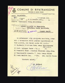 [Lettera del sindaco di Ripatransone sulla composizione del locale CLN]