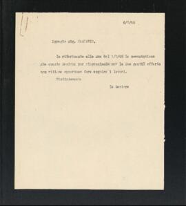 Lettera della Sezione di Fano del Partito comunista italiano - PCI per Loris Mascarin