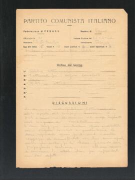 Verbale della riunione del 24 aprile 1946 della Cellula numero 20 della Sezione di Fano del Partito comunista italiano - PCI
