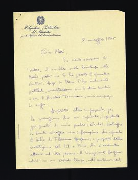 [Lettera di Antonio Glauco Casanova sulla bozza del libro Guerriglia sull'Appennino]