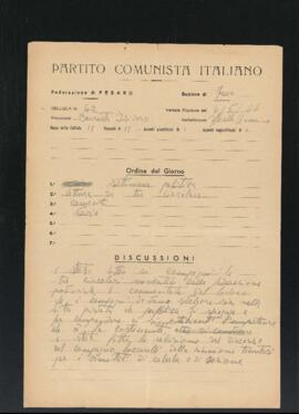 Verbale della riunione del 6 maggio 1946 della Cellula numero 42 della Sezione di Fano del Partito comunista italiano - PCI